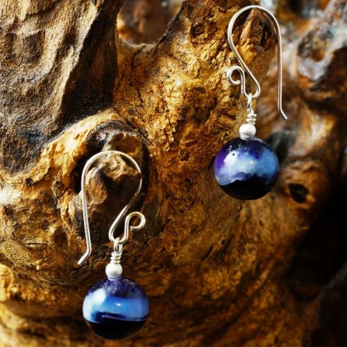 Handmade recycled sterling silver Blue Fluorite Earrings